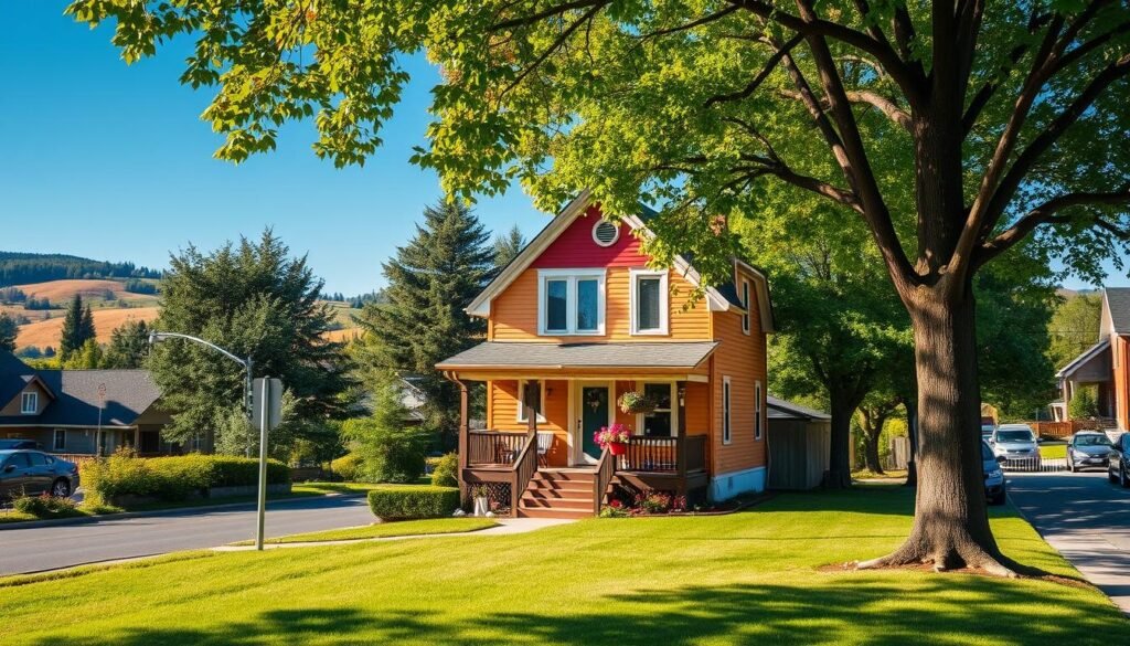 A vibrant suburban scene featuring a charming, two-story Montreal home nestled amidst lush greenery. The quaint residence stands proudly, its warm, earthy tones complementing the picturesque surroundings. In the foreground, a well-manicured lawn leads the eye towards the front porch, where a cheerful floral arrangement adds a touch of welcoming appeal. In the middle ground, a tree-lined street sets the stage, with parked cars lining the curb, suggesting a quiet, residential neighborhood. The background features rolling hills and a clear, blue sky, creating a serene and inviting atmosphere. Soft, natural lighting illuminates the scene, casting gentle shadows and highlighting the home's architectural details. A vibrant suburban scene featuring a charming, two-story Montreal home nestled amidst lush greenery. The quaint residence stands proudly, its warm, earthy tones complementing the picturesque surroundings. In the foreground, a well-manicured lawn leads the eye towards the front porch, where a cheerful floral arrangement adds a touch of welcoming appeal. In the middle ground, a tree-lined street sets the stage, with parked cars lining the curb, suggesting a quiet, residential neighborhood. The background features rolling hills and a clear, blue sky, creating a serene and inviting atmosphere. Soft, natural lighting illuminates the scene, casting gentle shadows and highlighting the home's architectural details.